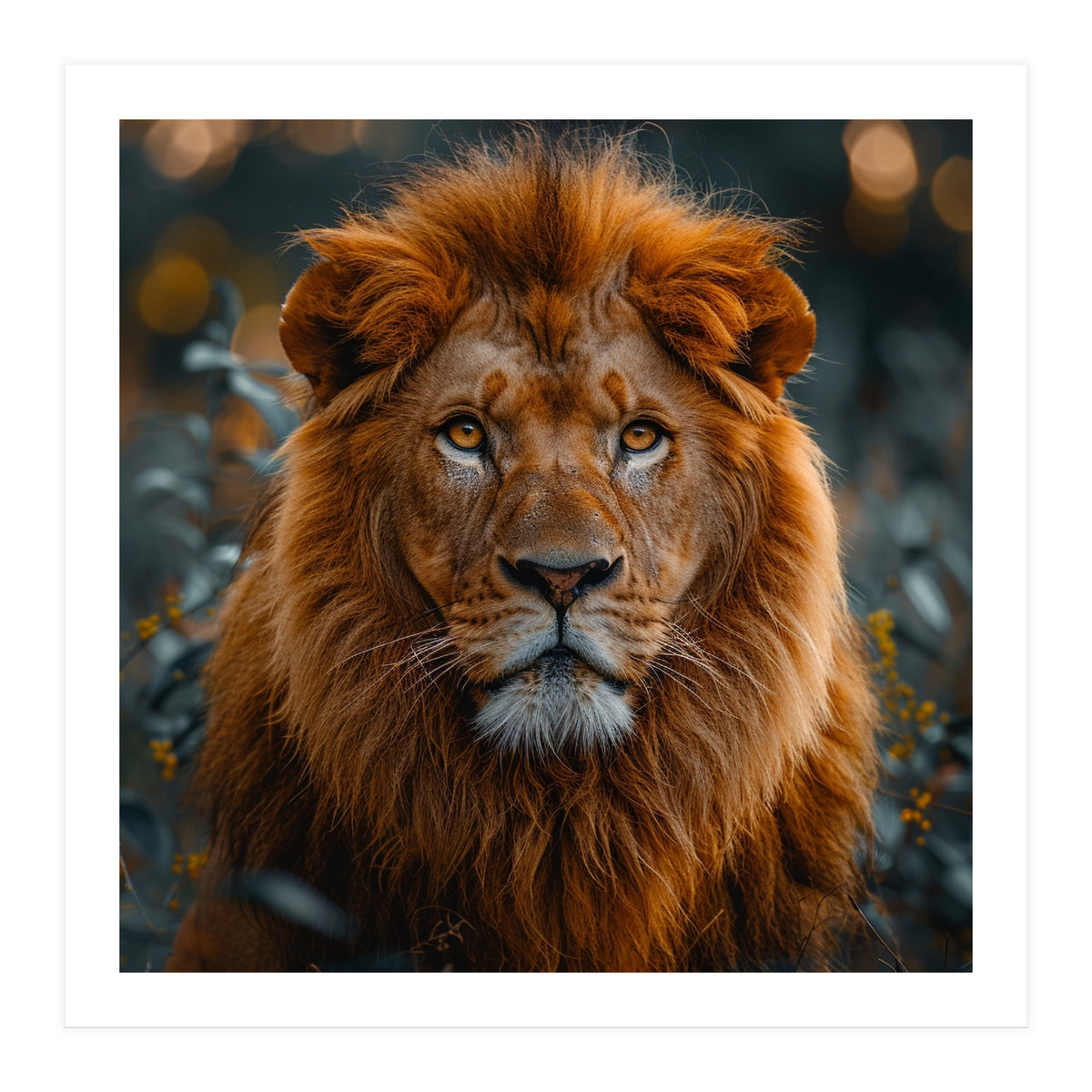 Majestic Lion Portrait Intense Gaze Wildlife (Print Only)
