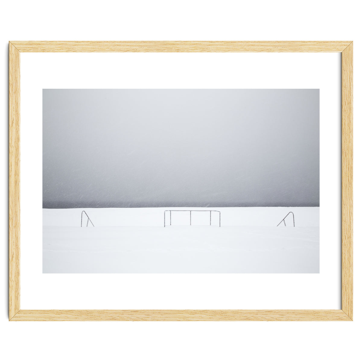 Stair railing covered by snow