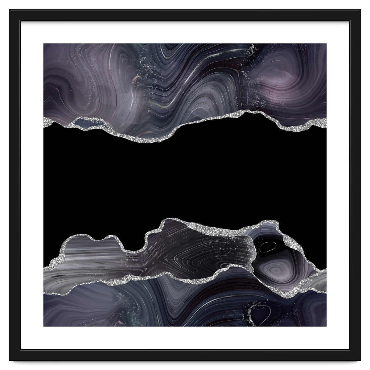 Black & Silver Glitter Agate Texture 03