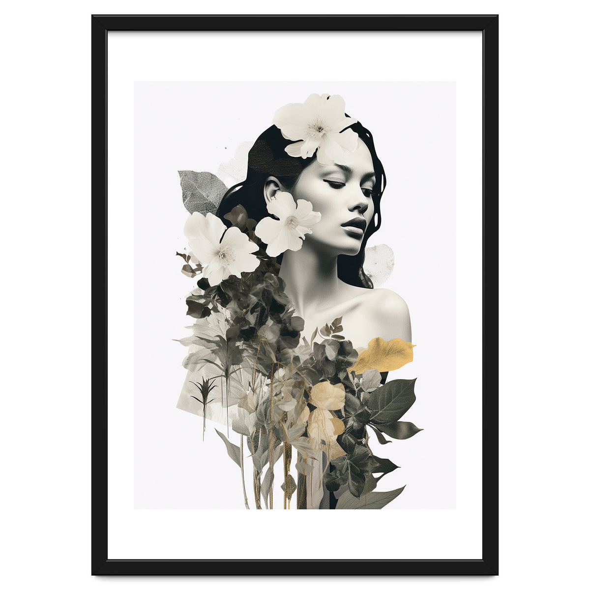 Collage Of A Woman And Flowers