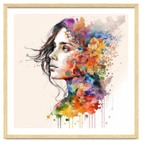 Quiet Muse In Watercolor Blooms