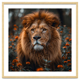 Majestic Lion Portrait In Orange Flowers thumbnail