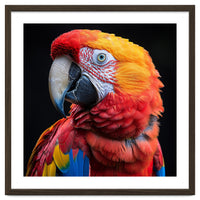 Scarlet Macaw Parrot Close Up Portrait Vivid Colors