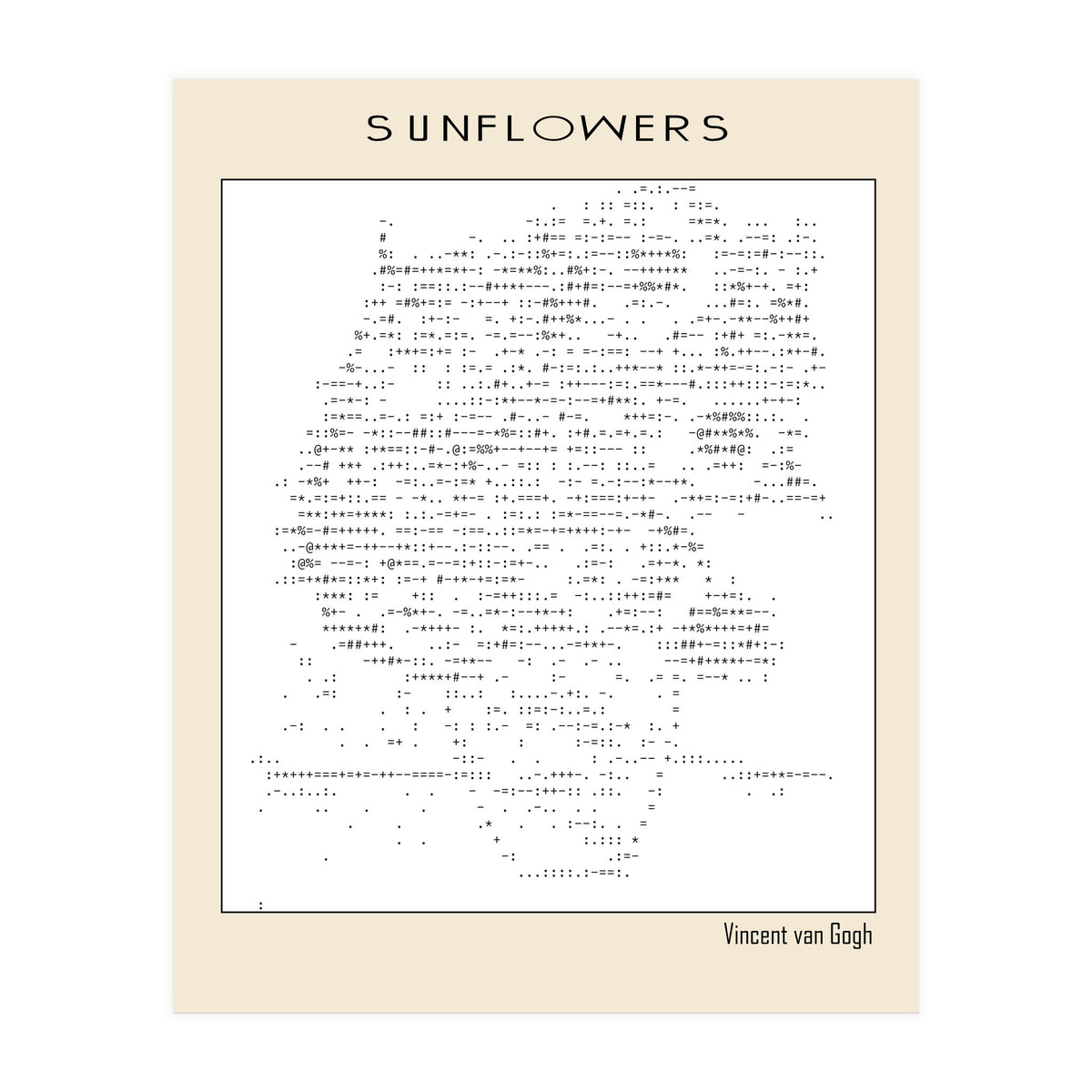 Sunflowers – Vincent van Gogh (1888) (ascii art) (Print Only)
