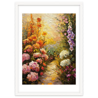 Golden Hour Summer Garden Path Oil Painting