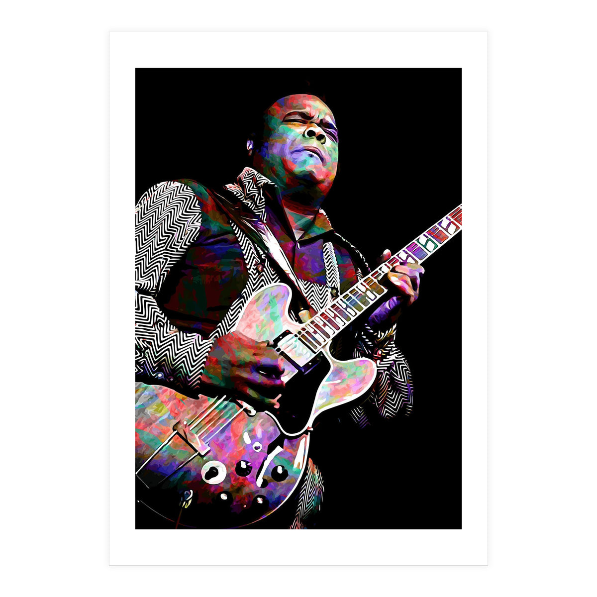 Freddie King American Blues Guitarist Colorful (Print Only)