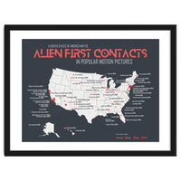 USA Map of Alien First Contacts in Movies