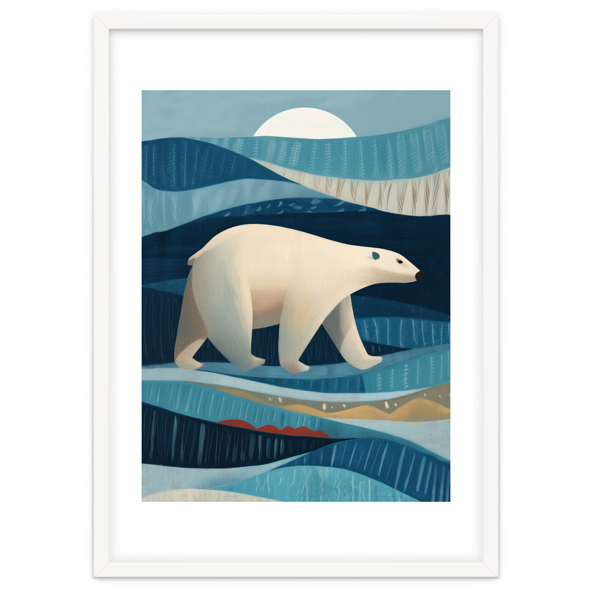 Polar Bear In The Blue Arctic