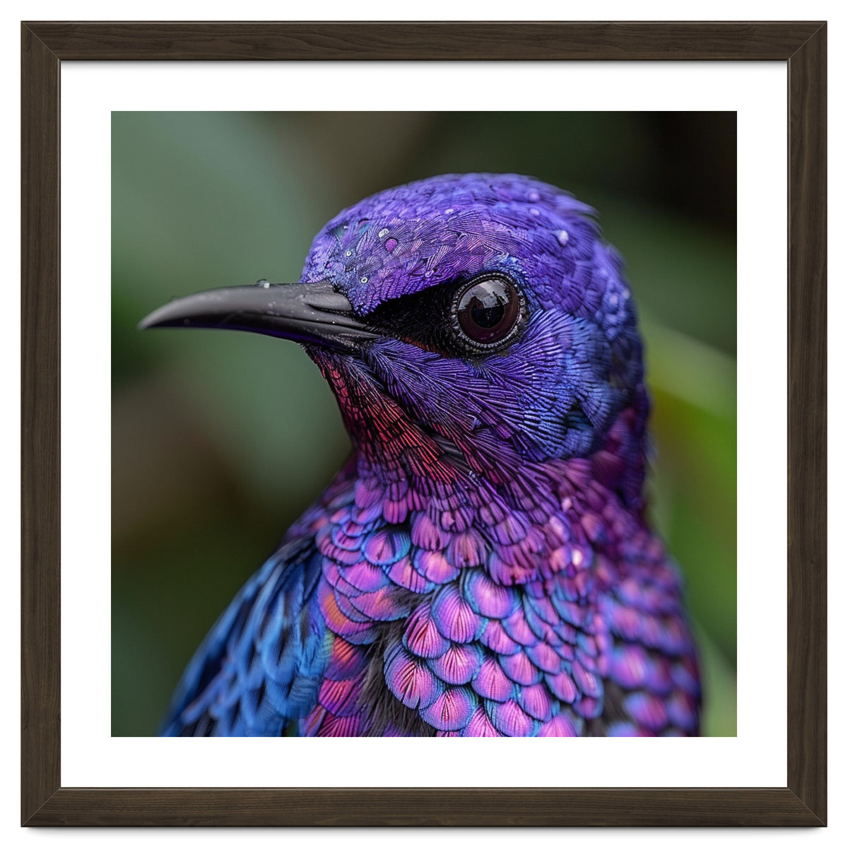 Vibrant Purple Bird With Water Droplets