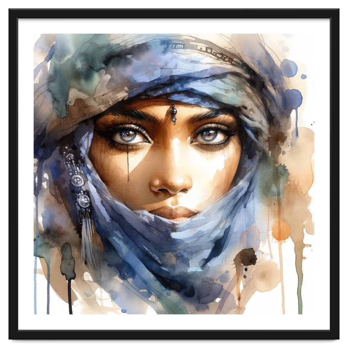 Blue Veil Tuareg Woman Portrait