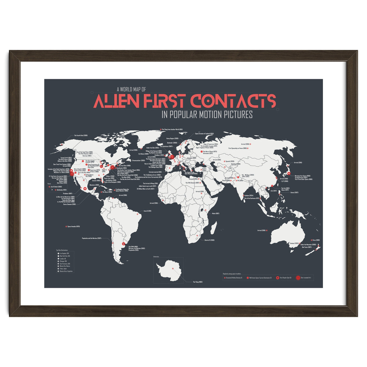 World Map of Alien First Contacts in Movies