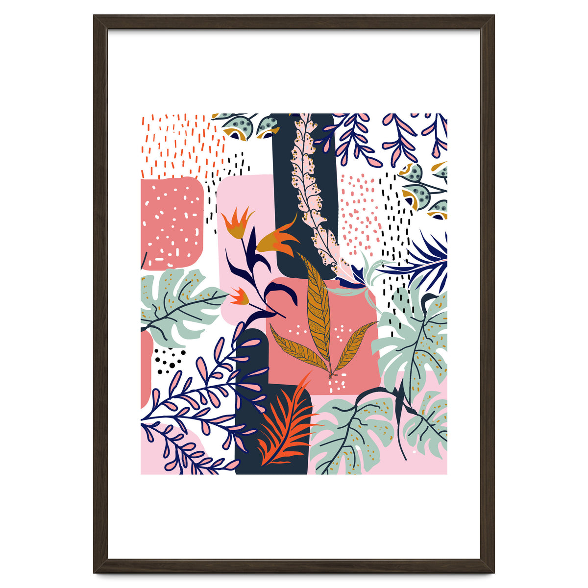 Mood | Abstract Chic Modern Bohemian Painting | Contemporary Eclectic Blush Botanical Nature