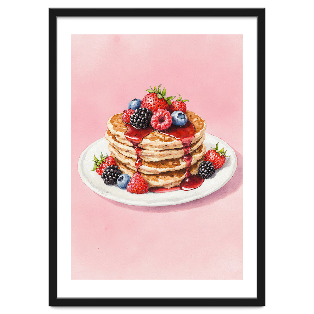Berry Pancakes – Watercolor Breakfast Food