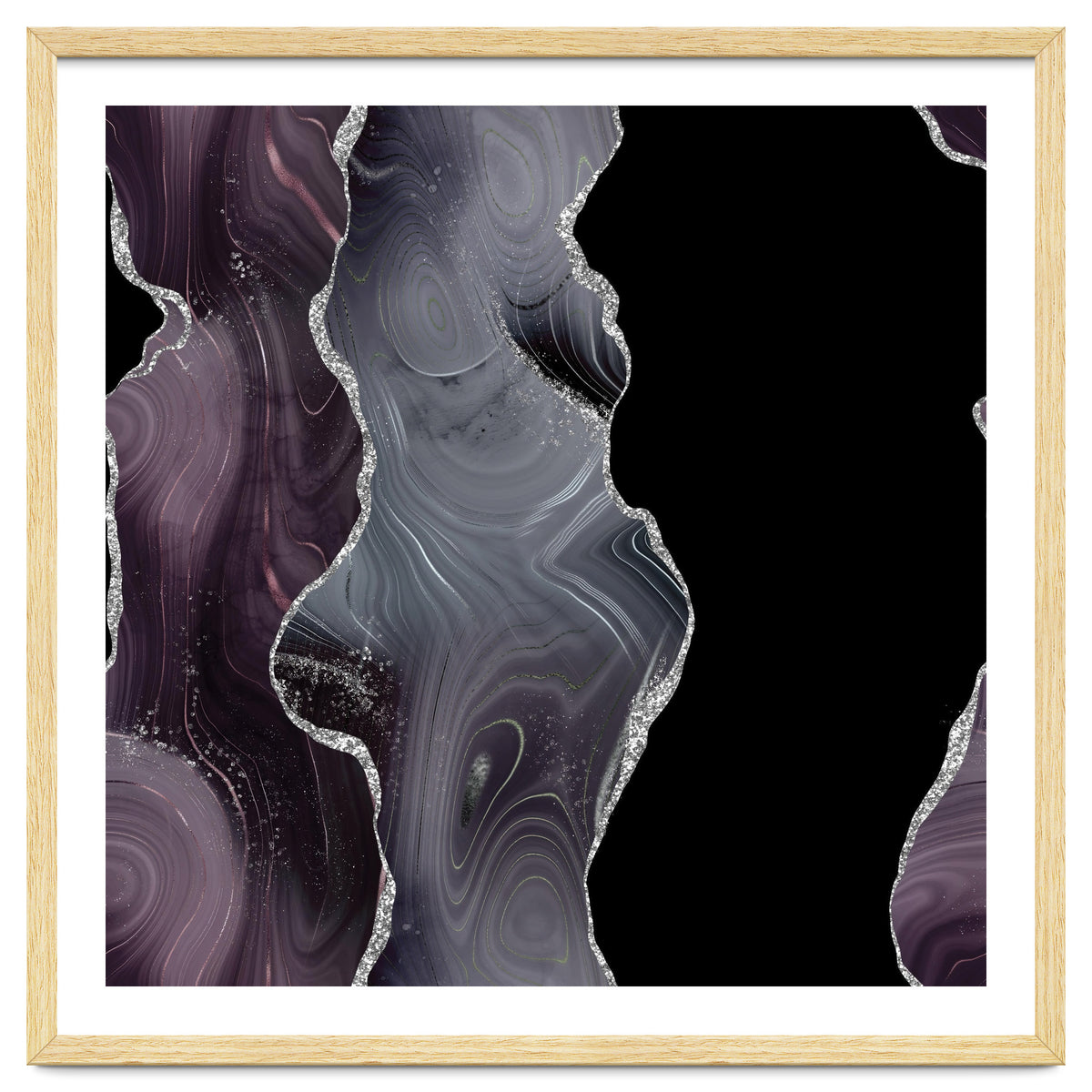 Black & Silver Glitter Agate Texture 02