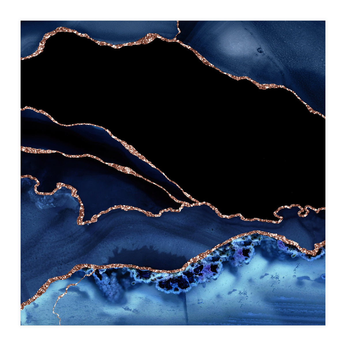 Navy & Rose Gold Agate Texture 14 (Print Only)