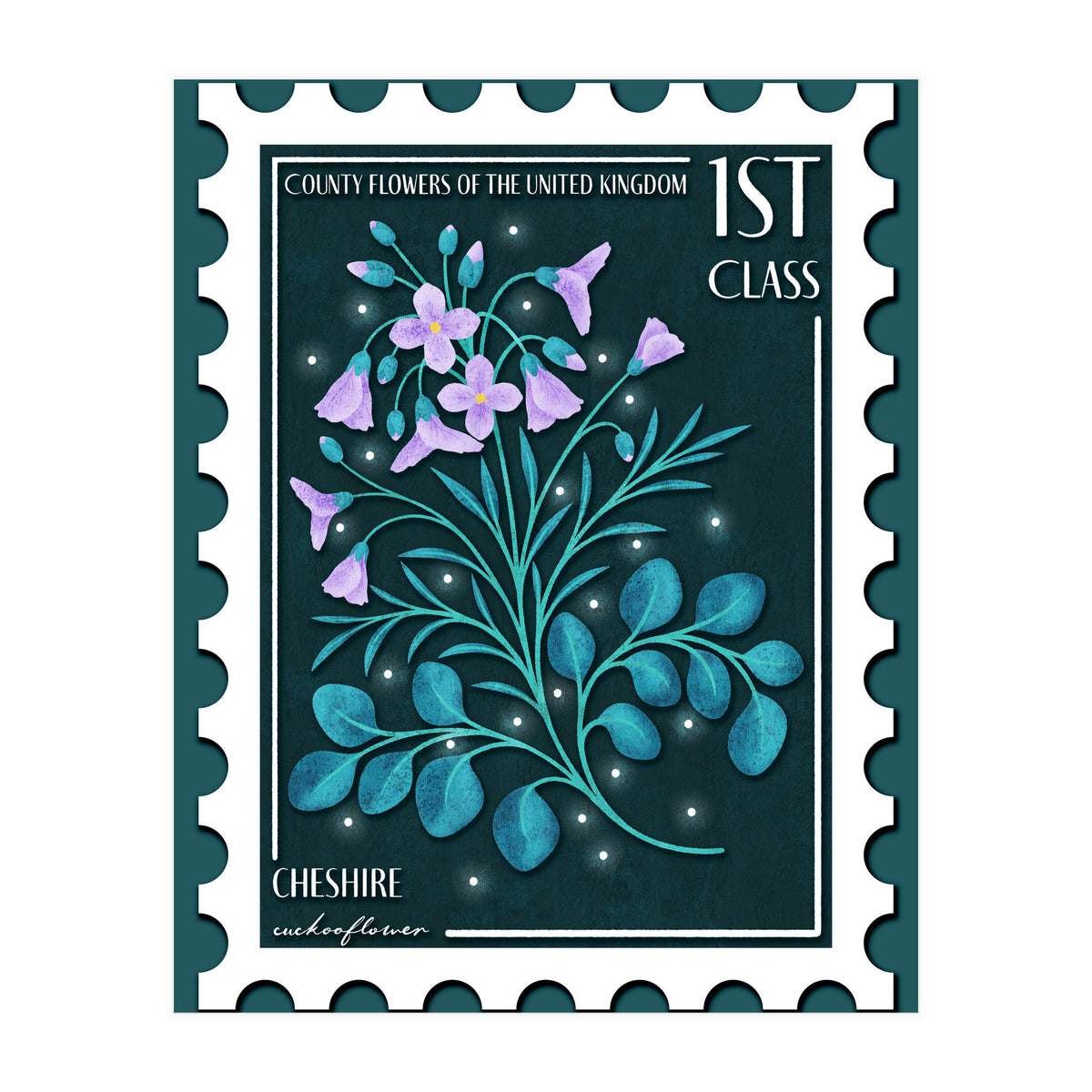 The Cheshire Cuckooflower Postage Stamp (Print Only)