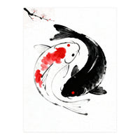Yin Yang Koi Fish, Black and White Japanese Ink Painting Zen Wall Art, Yin Yang, YIN & YANG (Print Only)