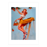 Pinup Sexy Woman Picking Oranges On A Tree Branch (Print Only) thumbnail