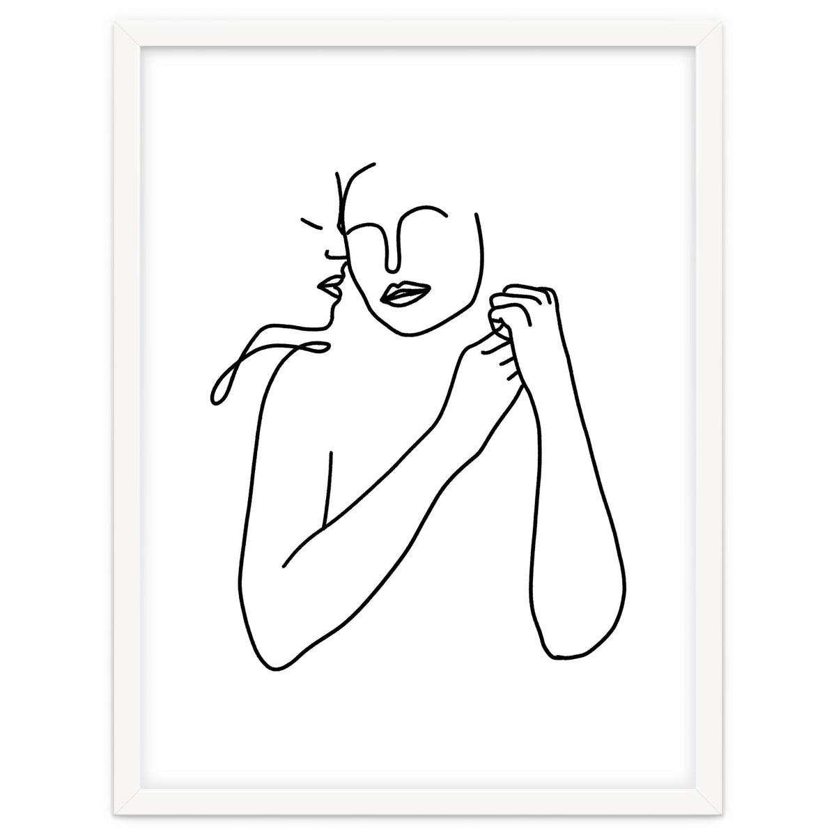 Eternally Connected, Abstract Line Art Love, Sketch Drawing Minimal, Eclectic Human Couple Connection Minimalism Concept
