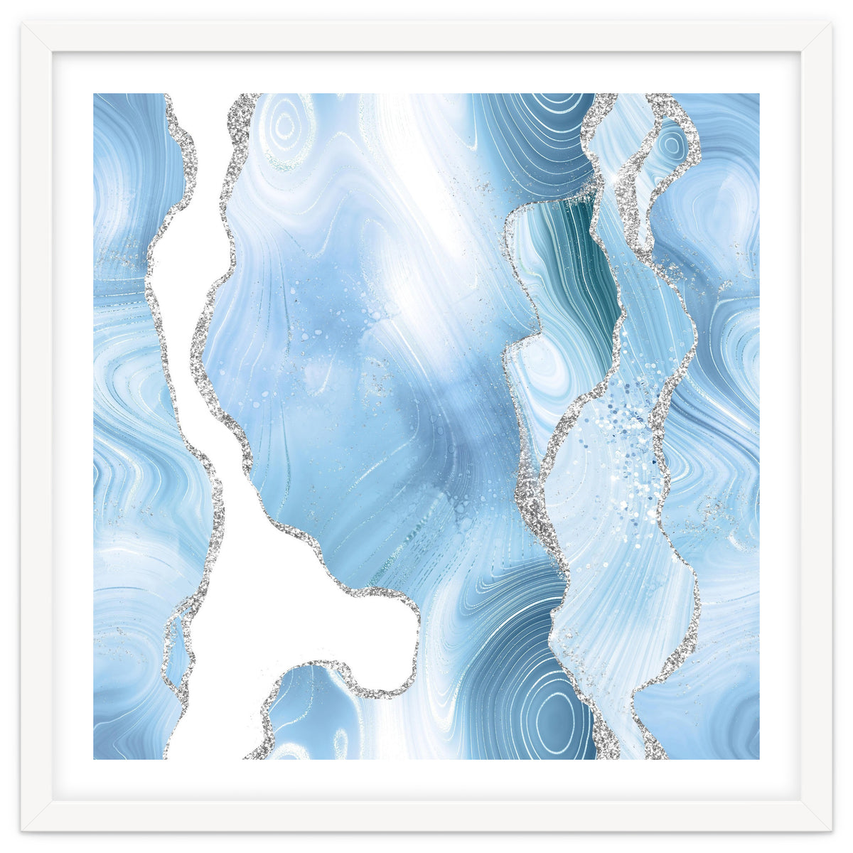 Blue & Silver Agate Glitter Texture 05