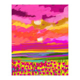 Two Suns, Pink Nature Painting Sky, Maximalist Landscape Pop Of Color Eclectic, Sunrise Sunset Meadow Boho Modern Contemporary (Print Only) thumbnail