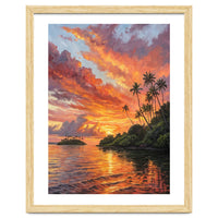 Impressionist Tropical Sunset Over Paradise Island