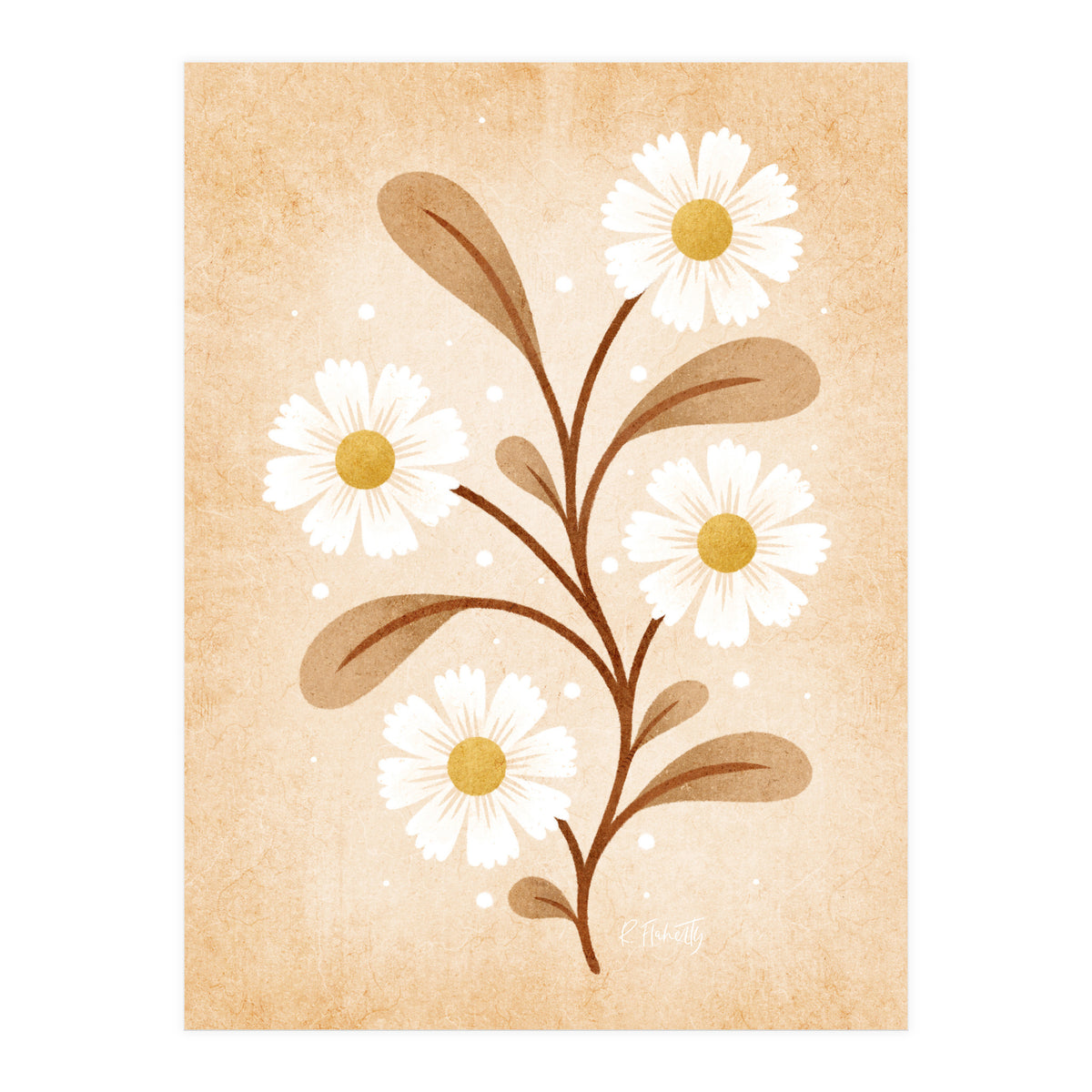 Vintage Beige Daisies (Print Only)