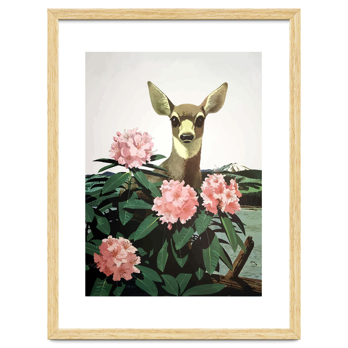 Japan, Doe in Blossom Bush