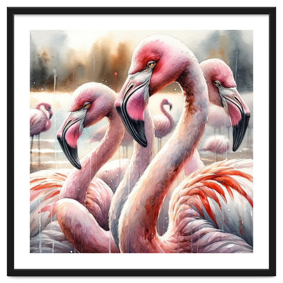 Watercolor Flamingos