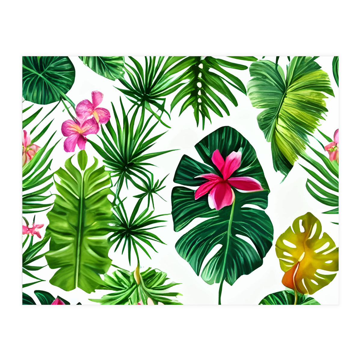 The Tropic, Banana Leaves Tropical Jungle Botanical, Palm Plants Monstera Nature, Bohemian Plants Floral (Print Only)