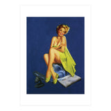Sexy Pinup Posing With Green Towel (Print Only) thumbnail
