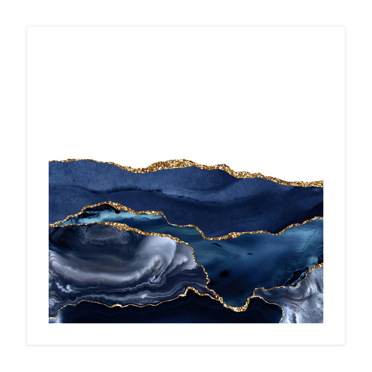 Navy & Gold Agate Texture 21  (Print Only)