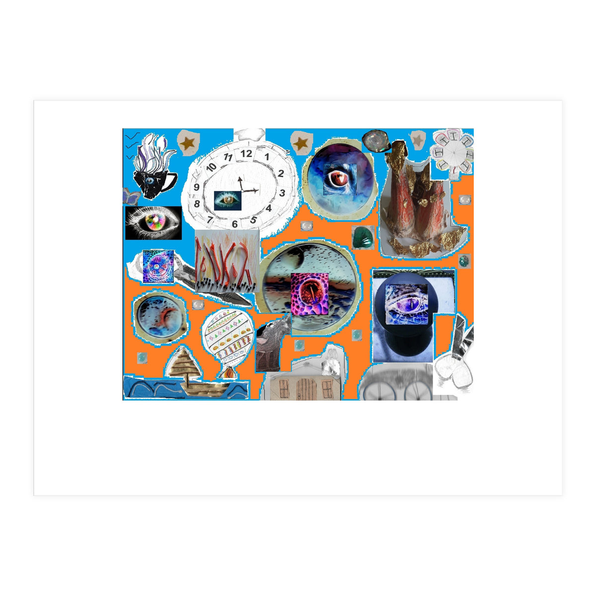 Abstract Collage 3 D Material Design Original (Print Only)