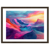 Vibrant Abstract Mountain Landscape at Sunset