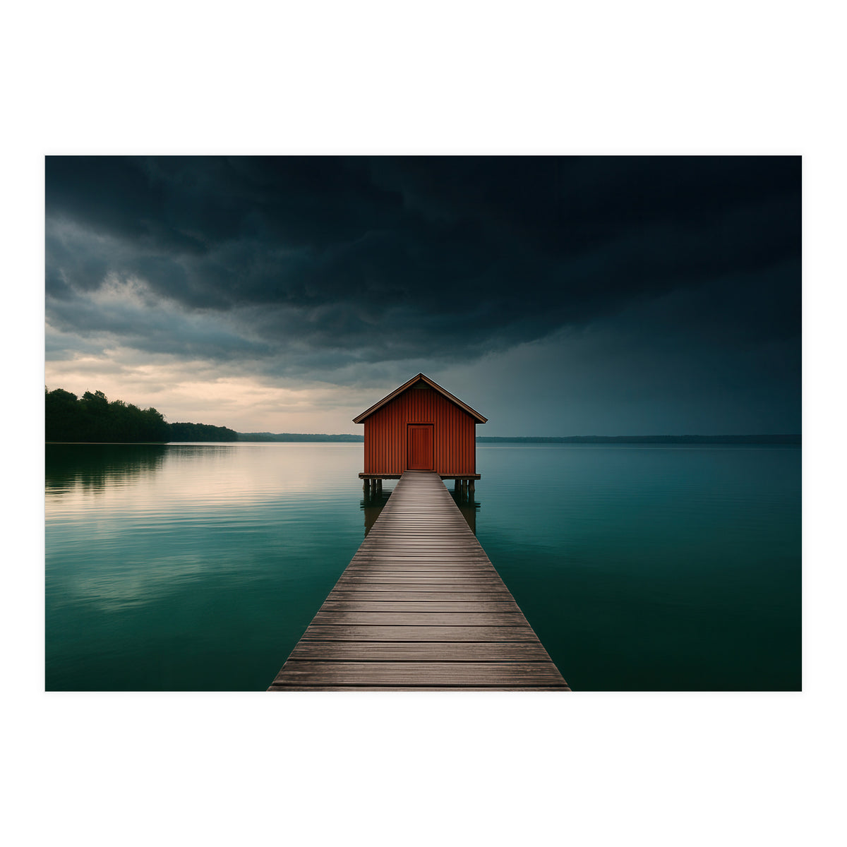 Moody Boathouse Photography Lake House (Print Only)