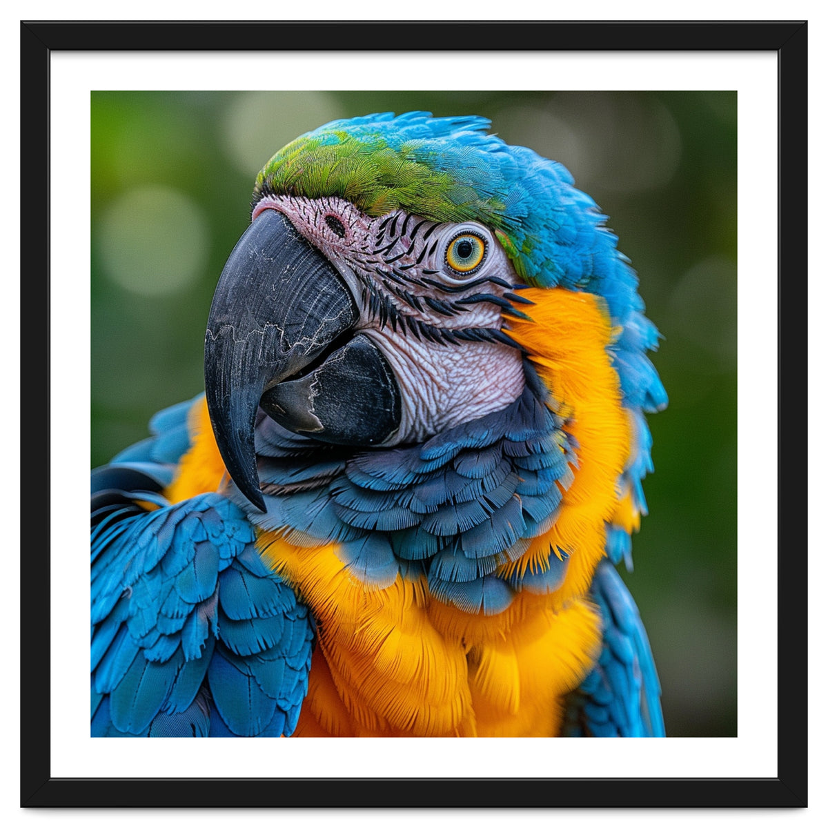Close Up Blue And Yellow Macaw Parrot Face