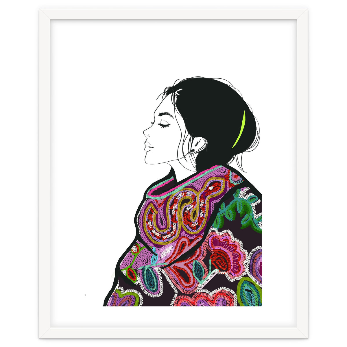 Embroidery Realistic Digital Embroidery Fashion Illustration Art Print Viddy Pop Studio Mood Room