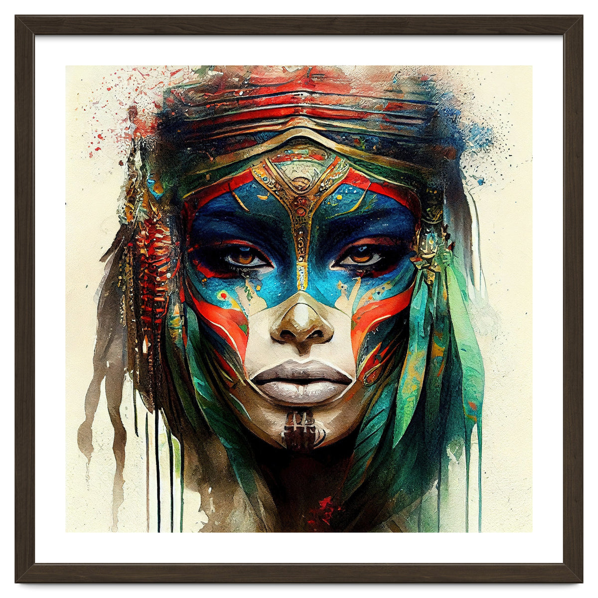 Turquoise Warrior Woman Portrait