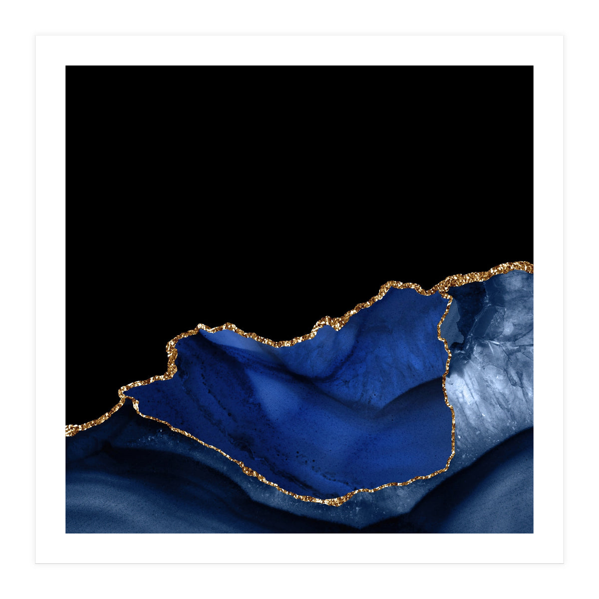Navy & Gold Agate Texture 06  (Print Only)