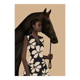Woman In Bold Print With Black Horse (Print Only) thumbnail