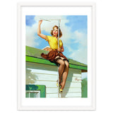 Pinup Sexy Girl Setting Up The Antenna On The Roof thumbnail
