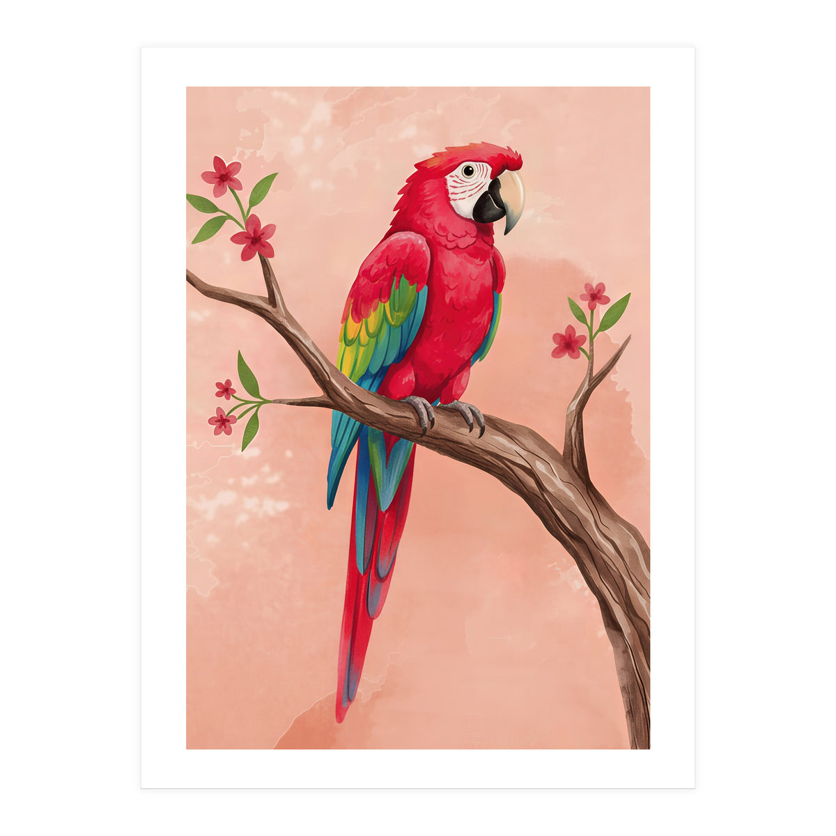 Red Macaw Parrot Bird Forest (Print Only)