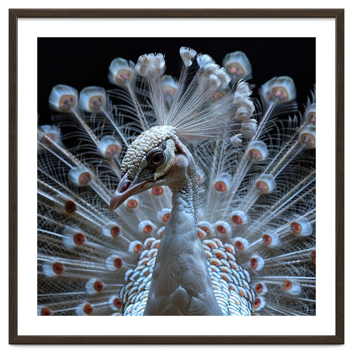 Albino Peacock Displaying White Feathers