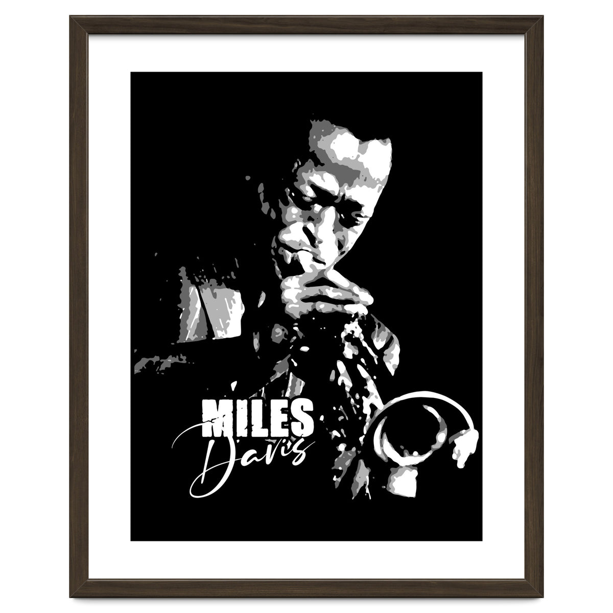 Miles Davis American Jazz Trumpeter in Grayscale
