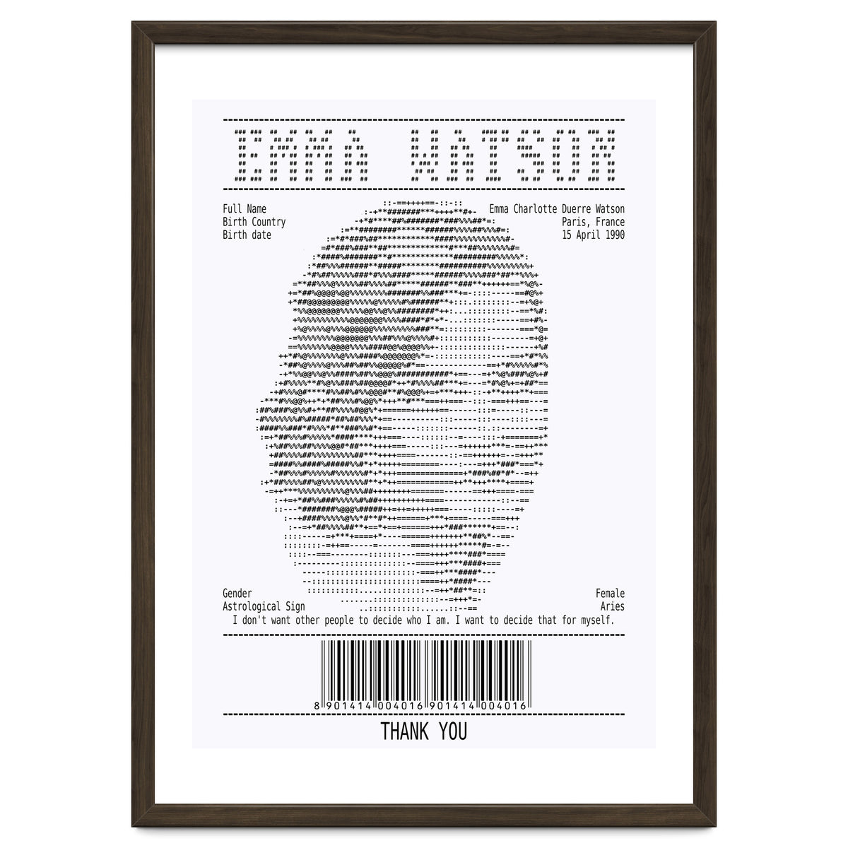 Receipt Art Emma Watson