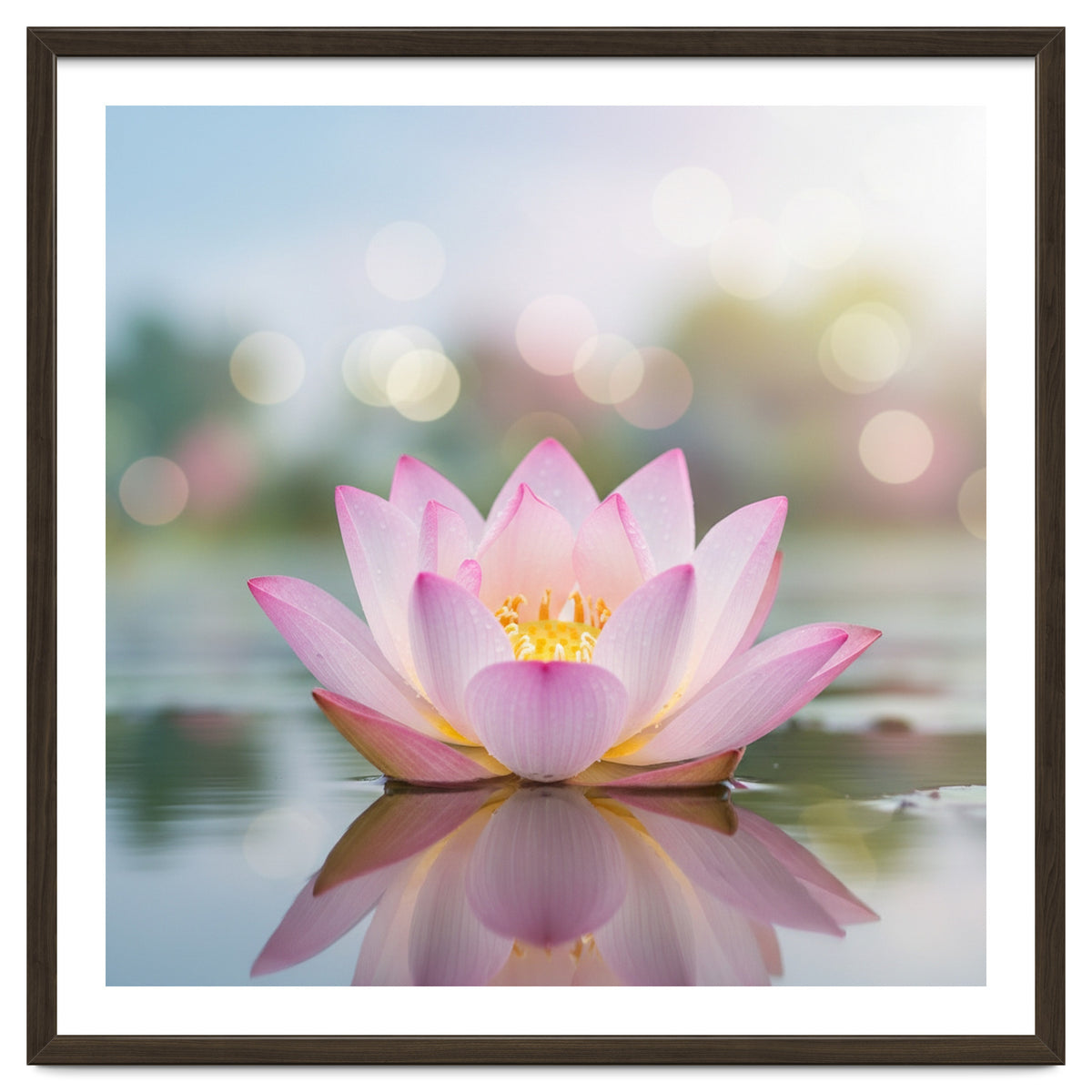 Ethereal Lotus Bloom: Serene Botanical Reflection