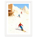 Skiing on Ice Cream Mountains, Miniature Skiers Winter Art Print for Kitchen Decor thumbnail