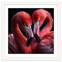 Two Flamingos Together