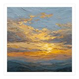 Atmospheric Golden Sunset Impasto Oil Painting Featuring Textured Clouds (Print Only) thumbnail
