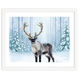 Reindeer with Christmas Lights, Deer Magical Winter Art thumbnail
